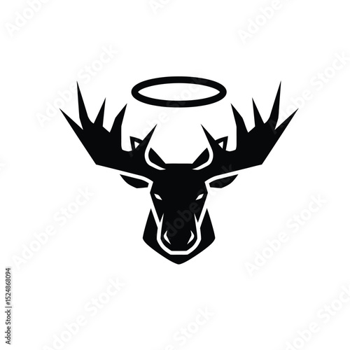 Majestic moose head with halo abstract logo