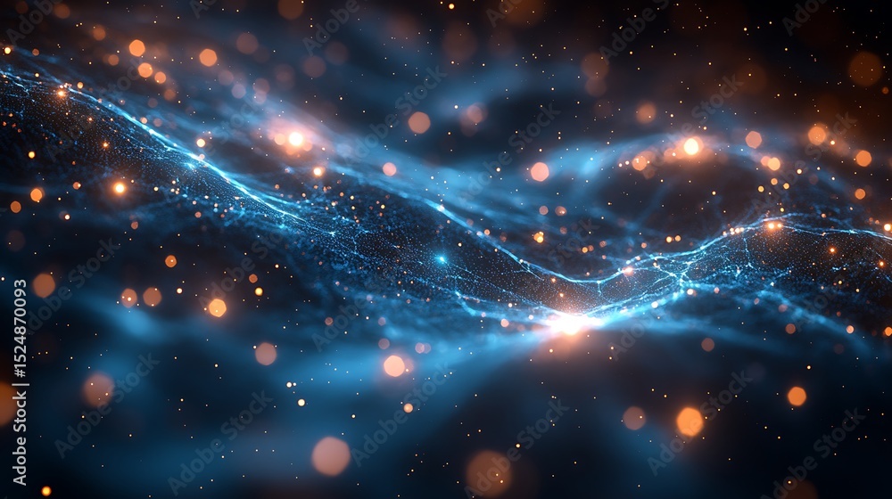 Obraz premium Abstract digital space artwork with glowing particles