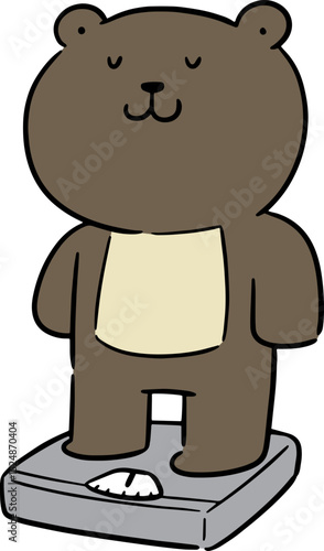 Illustration of bear on weighing machine
