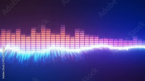 Animated equalizer with dynamic light effects, ideal for music visualizers and presentations