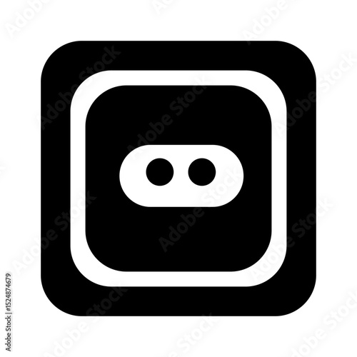 Electric Power Socket Icon – Black and White Vector Illustration.