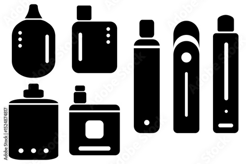 WeVape Device Icon Set – Black Silhouette Vector of Electronic Cigarettes.