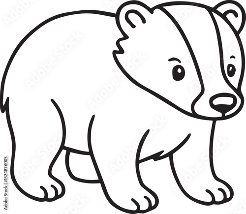 Clean Line Art Design of Baby European Badger