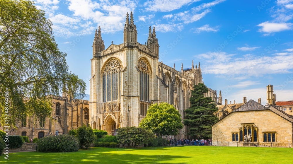 Fototapeta premium A picturesque view of a historic cathedral complex on a sunny day.