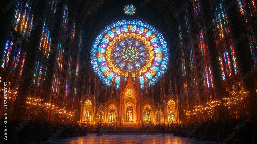 Obraz premium Stained glass cathedral interior