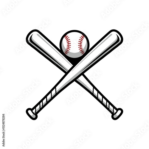 Baseball crossed bats with ball