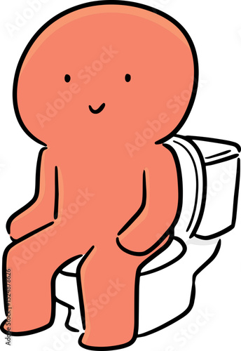 Illustration of man use flush toilet
