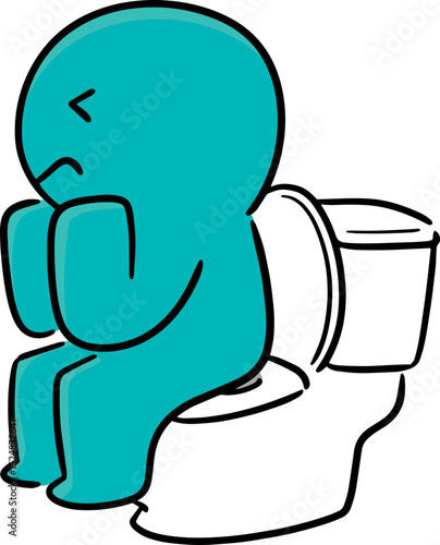 Illustration of man use flush toilet
