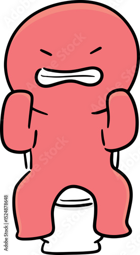 Illustration of man use flush toilet
