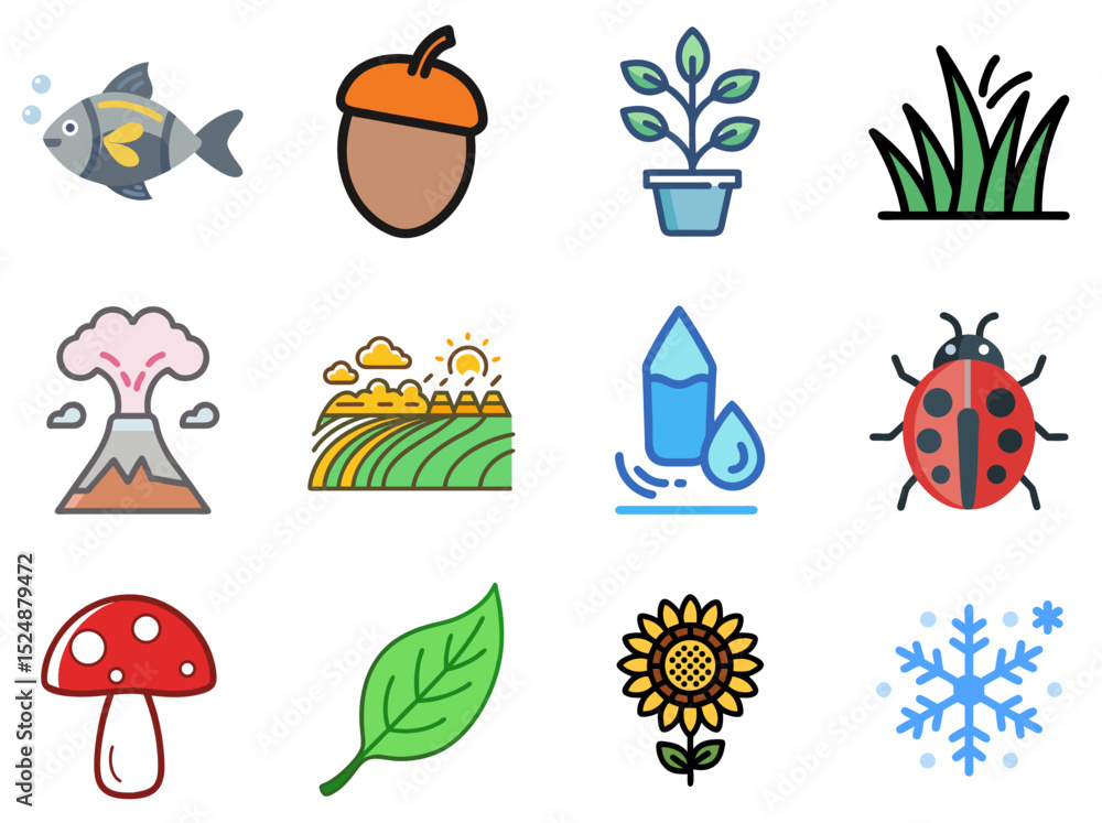 Naklejka premium Nature Lineal Color Icon Set Vol. 1