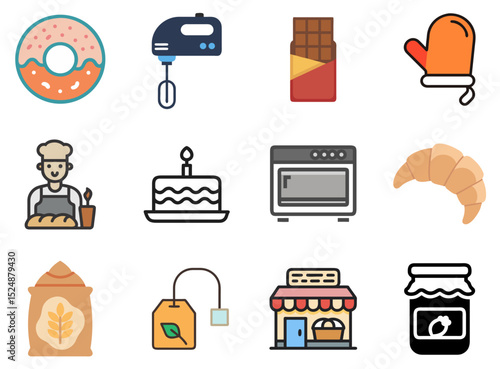 Bakery Lineal Color Icon Set Vol. 1
