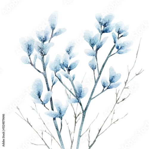 Frosty Morning Frost Tips, watercolor vector, high quality, isolated on a white background.