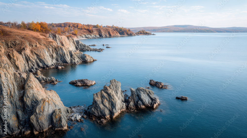 breathtaking view of vladivostoks open sea shore showcasing majestic rocky cliffs and vast ocean breathtaking view of vladivostoks open sea shore showcasing majestic rocky cliffs and vast ocean