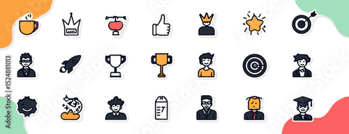 Iconic Assortment: A curated collection of varied icons, each a distinct emblem ready to enhance any digital or print project, creating a cohesive and engaging visual language.