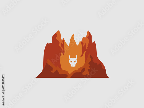 A fiery scene depicting jagged