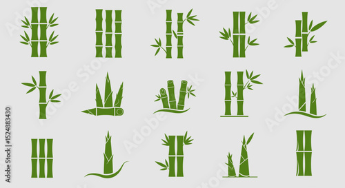 Green Bamboo Stems and Leaves – Nature Botanical Illustration