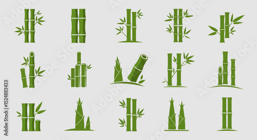 Green Bamboo Stems and Leaves – Nature Botanical Illustration