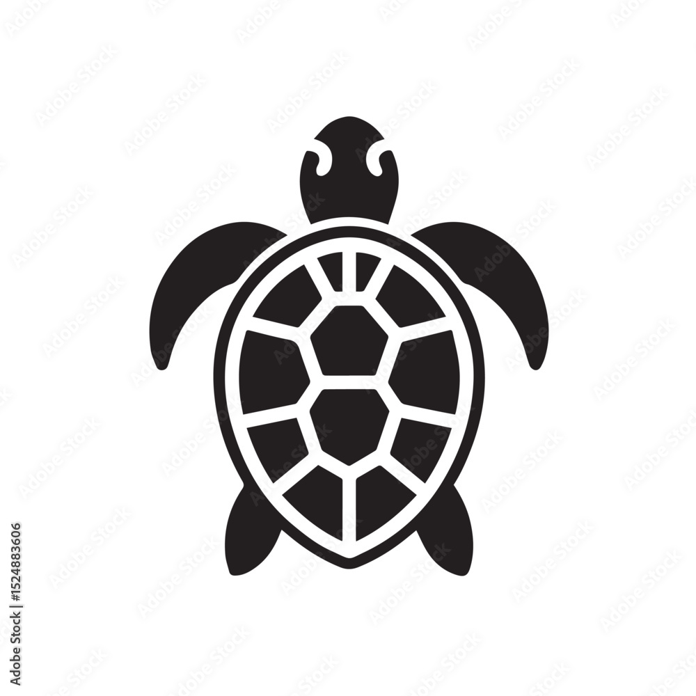 Fototapeta premium Turtle silhouette black and white vector icon