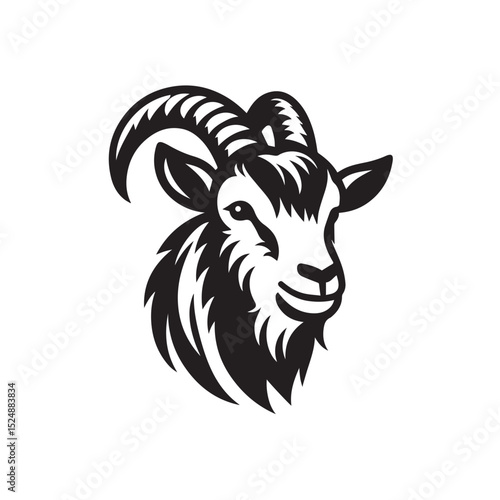 Goat silhouette black and white vector icon