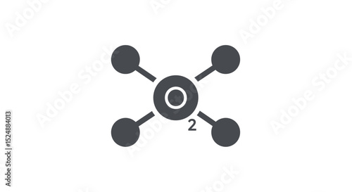 Minimalist flat vector icon of carbon dioxide, black outline cloud shape with CO₂ text inside, subscript 2, centered on a light gray background, simple modern design, high contrast, clean line art sty