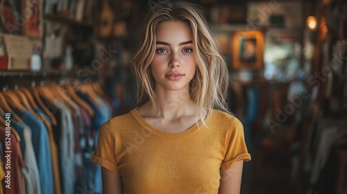 Woman in clothing store portrait