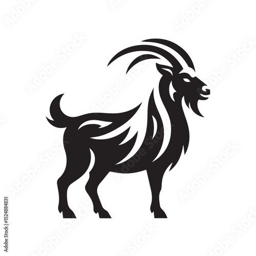 Goat silhouette black and white vector icon