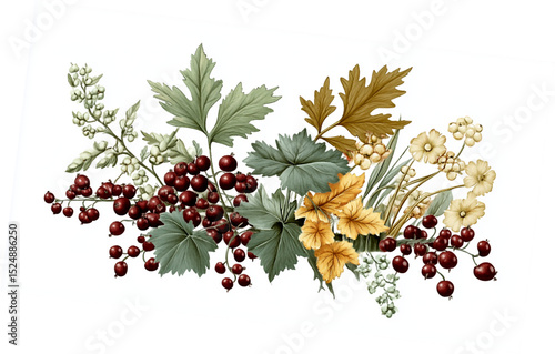 Vintage winter vector flowers for decoration generative AI