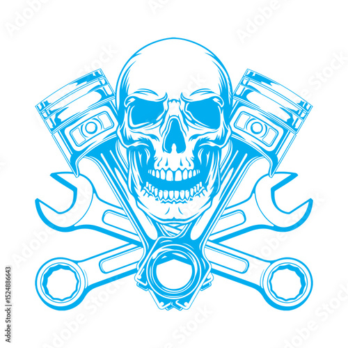 Skull and crossbones Car Mechanic Automotive repair service Silhouette vectors