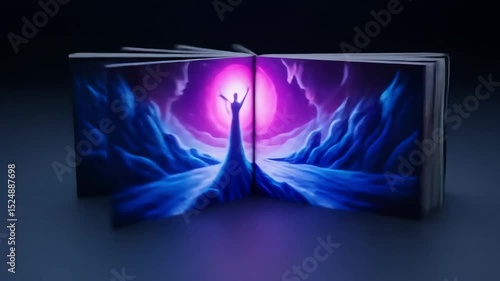 Wallpaper Mural Fantasy art book with mystical scene and vibrant purple background   Torontodigital.ca