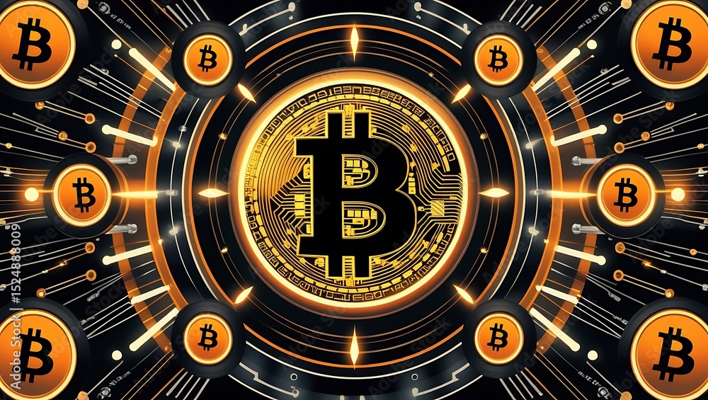 Fototapeta premium Abstract bitcoin cryptocurrency network background