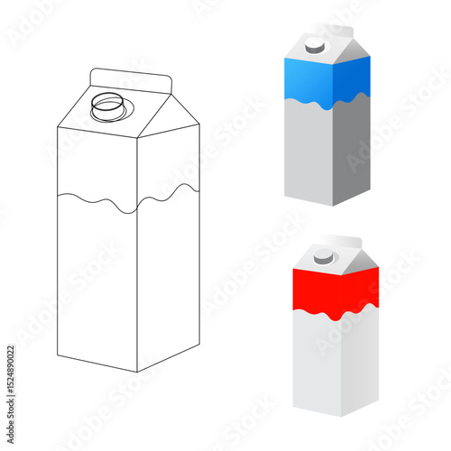 square container vector icon, line icon, colored white mixed red, dark white mixed blue