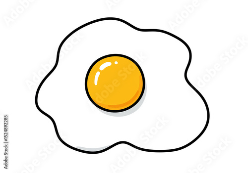 A cartoon illustration of a fried egg with a bright yellow yolk on a white background with black outline