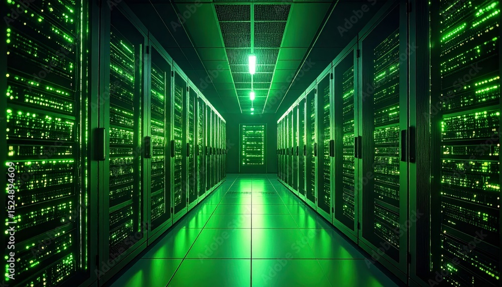 Fototapeta premium Green technology, data center, eco friendly servers, cloud computing