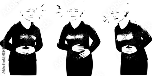 Elderly senior woman stomach ache so pain illness, food poisoning in patient have a bacteria infection, Unhappy elderly painful on stomach vomit and tried need medicine and rest, Elderly Health