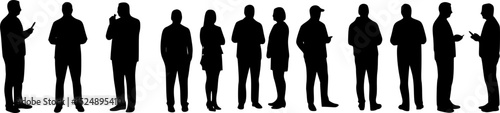 vector set of people waiting in queue silhouette vector
