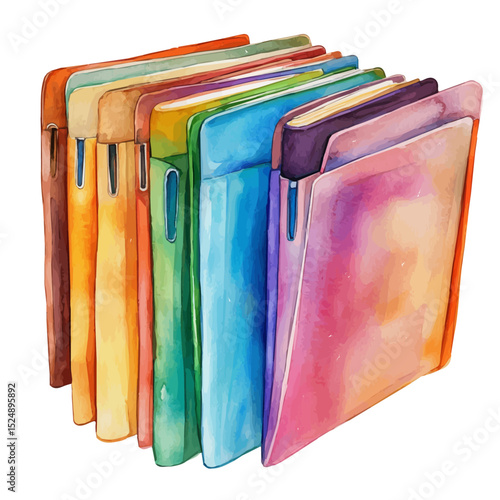 watercolor vector of Folders, high quality, isolated on a white background.