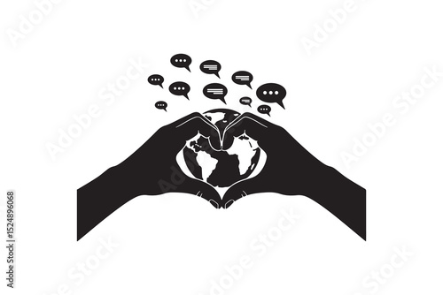 Hands Forming Heart Around Earth Silhouette - Hands Shaping Heart With Earth In Silhouette