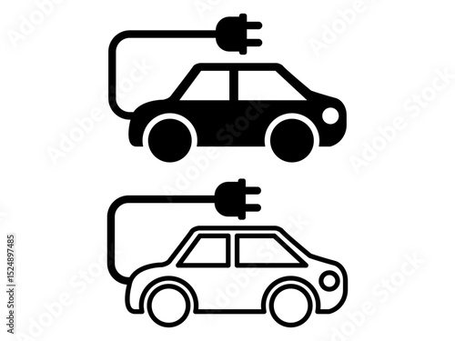 Electric Vehicle Icons Charging Station, Plug-in Car, Eco-Friendly Transportation, Sustainable Mobility, Future of Driving, Clean Energy