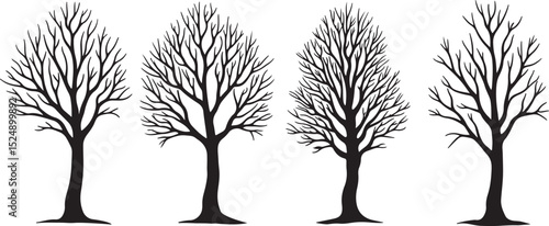 bare tree silhouette, leafless tree vector, winter tree outline, tree without leaves, dead tree image, spooky tree silhouette, lone tree sketch, dry tree icon, naked branches design,