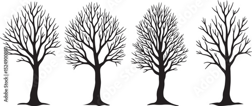 bare tree silhouette, leafless tree vector, winter tree outline, tree without leaves, dead tree image, spooky tree silhouette, lone tree sketch, dry tree icon, naked branches design,
