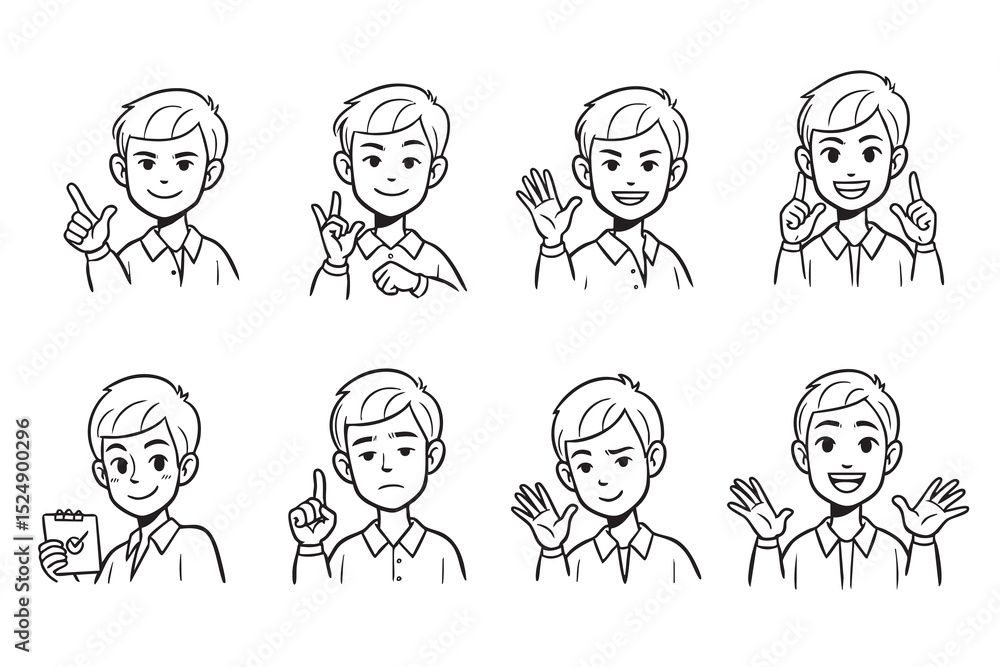 Collection of Diverse Male Character Illustrations Line Art for Animation, Comics, and Design Projects Collection of Diverse Male Character Illustrations Line Art for Animation, Comics, and Design Projects