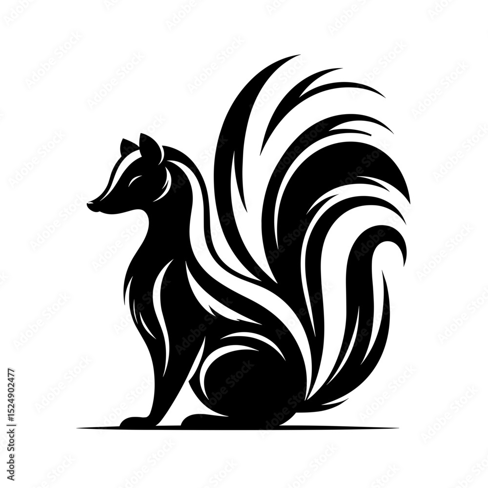 Vector tribal skunk illustration in decorative silhouette Vector tribal skunk illustration in decorative silhouette