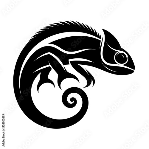 Tribal chameleon vector in abstract curved style