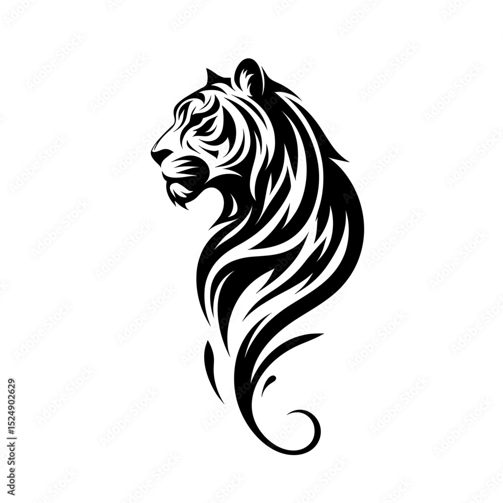 Fototapeta premium Tribal tiger head vector in elegant abstract form