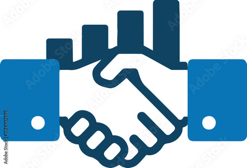 Handshake icon in front of skyline symbolizing agreement