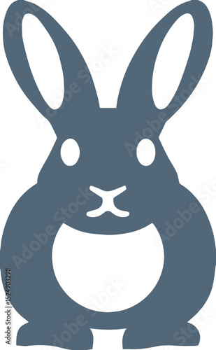 Rabbit icon in silhouette style with white belly and details
