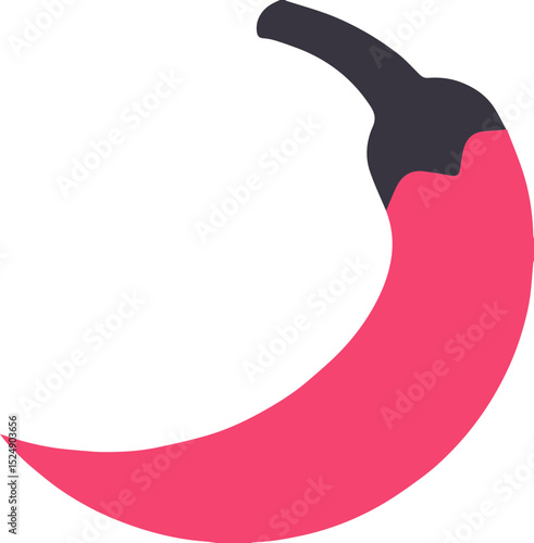 Chili pepper icon in red with dark stem in flat style