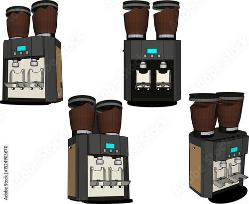 Vector illustration of a grinder machine design for grinding coffee beans to be served as a drink in cafes and restaurants 