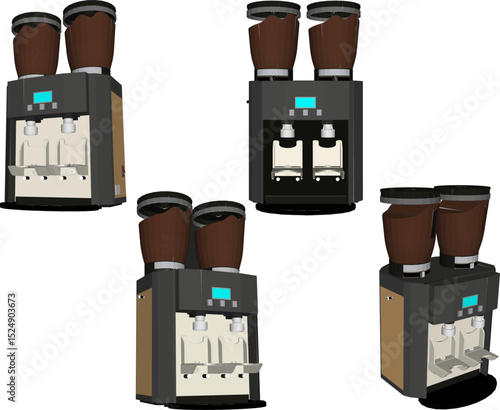 Vector illustration of a grinder machine design for grinding coffee beans to be served as a drink in cafes and restaurants