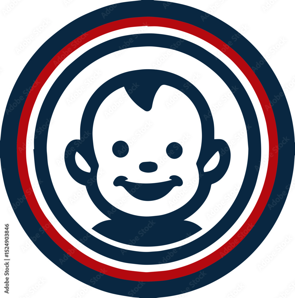 Obraz premium Smiling baby face icon inside patriotic circle emblem